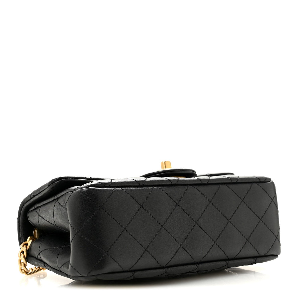 Lambskin Quilted Mini Rectangular Sweet Camellia Flap Black