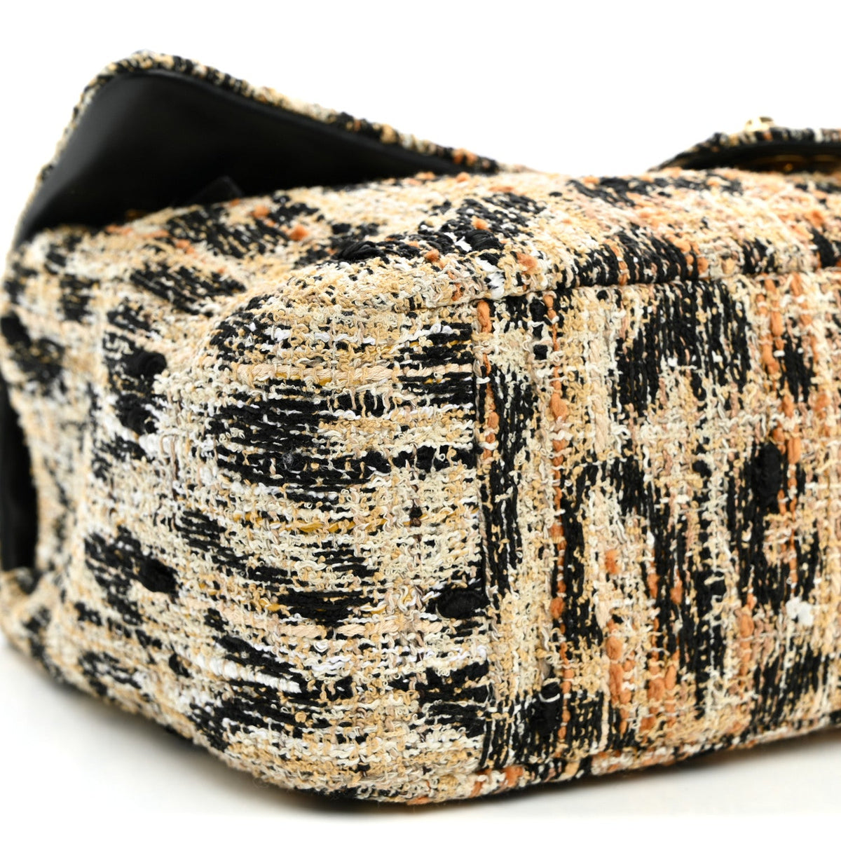 Tweed Mixed Fibers Leopard Print Small Souplissimo Maxi Flap Brown Black White