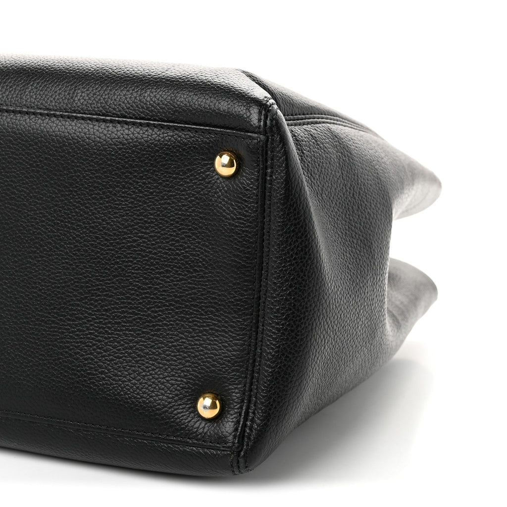 Calfskin Cerf Executive Shopper Tote Black