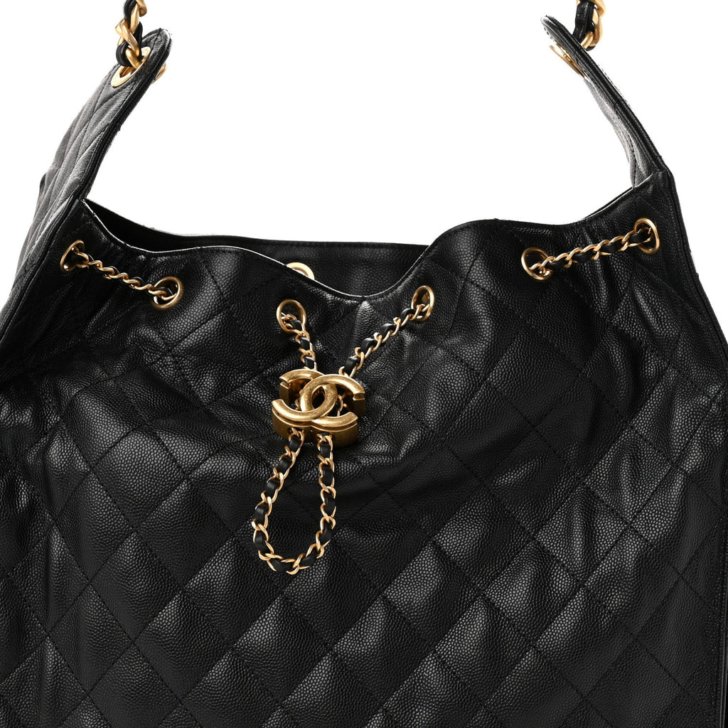 Caviar Quilted Medium Chanel 25 Handbag Black