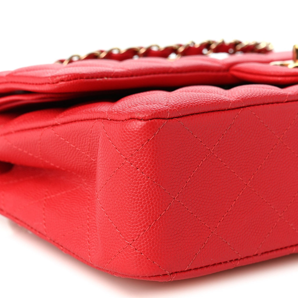 Caviar Quilted Medium Double Flap Dark Pink