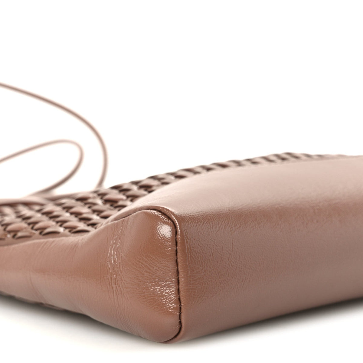 Shiny Lambskin Patent Calfskin Quilted Mini 31 Shopping Bag Brown