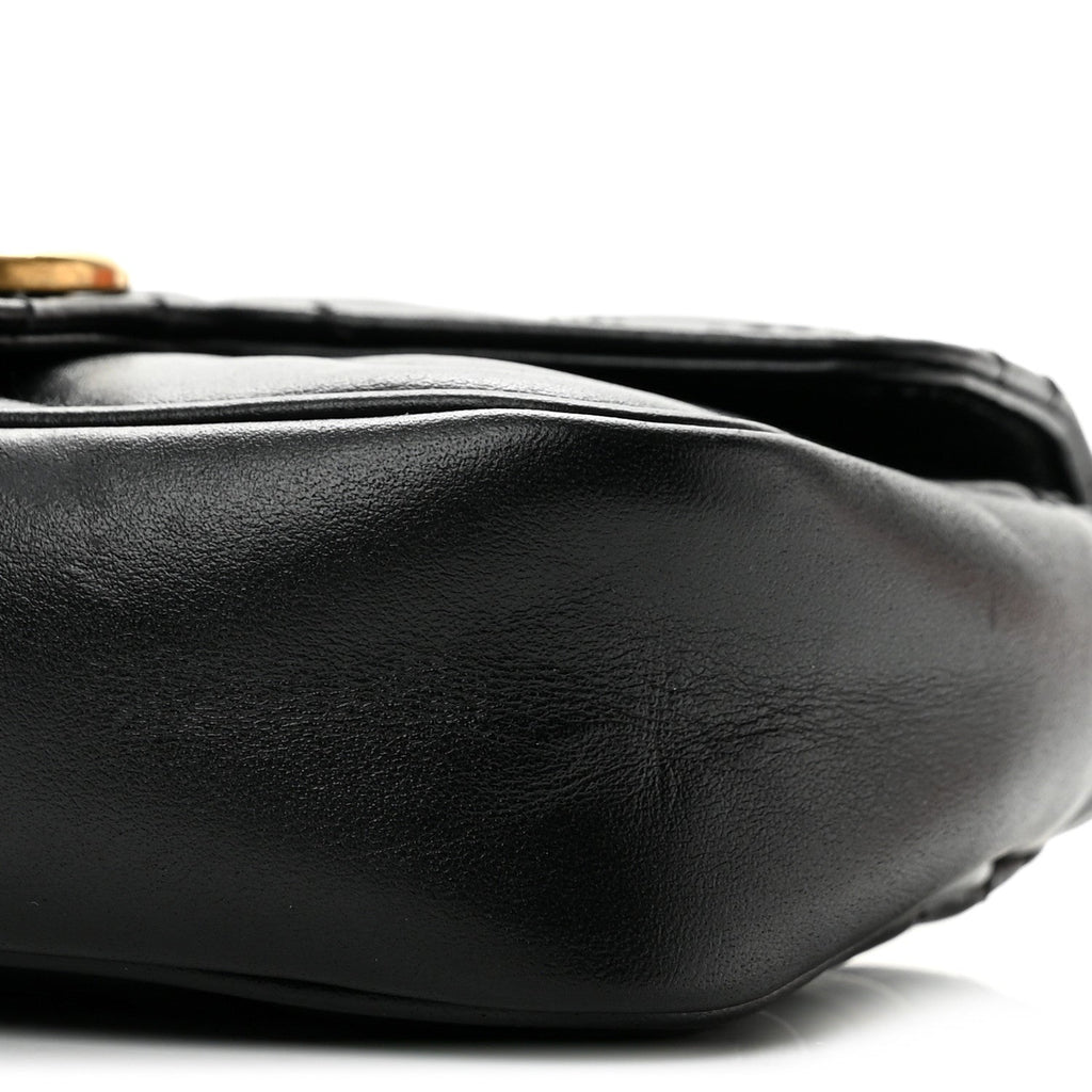 Calfskin Matelasse Super Mini GG Marmont Shoulder Bag Black