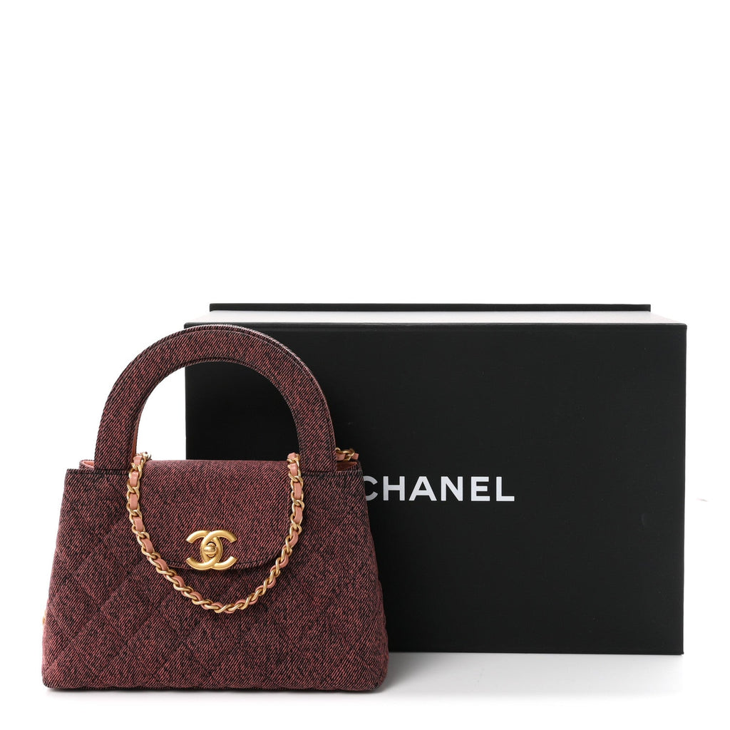 Denim Quilted Nano Kelly Shopper Orange Black