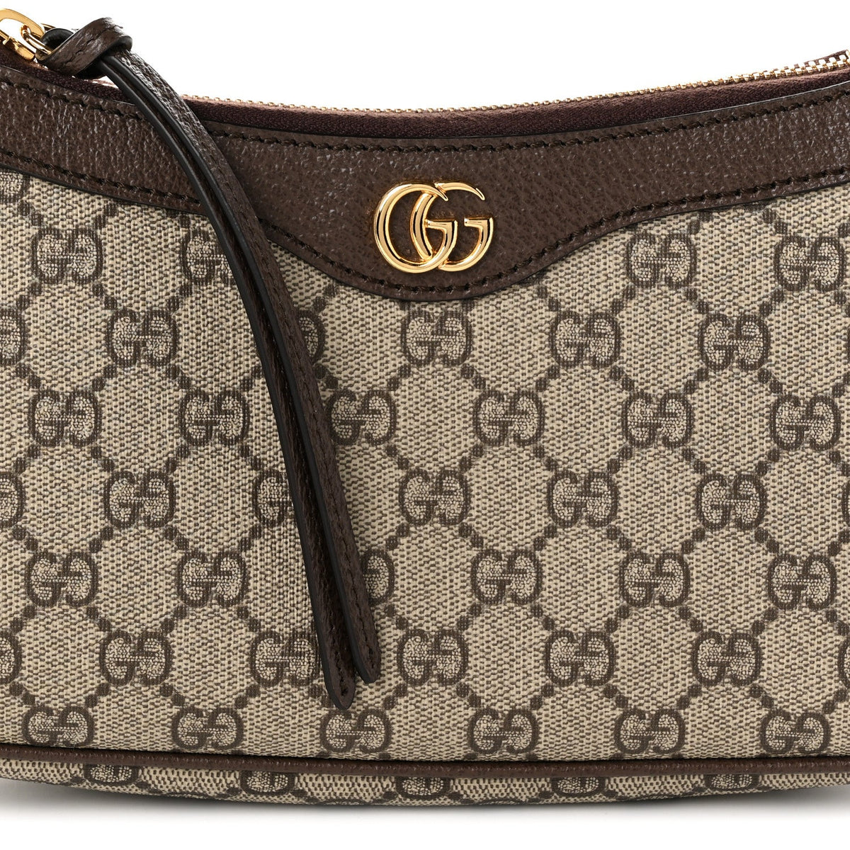 GG Supreme Monogram Textured Dollar Calfskin Small Ophidia Hobo Beige Ebony New Acero