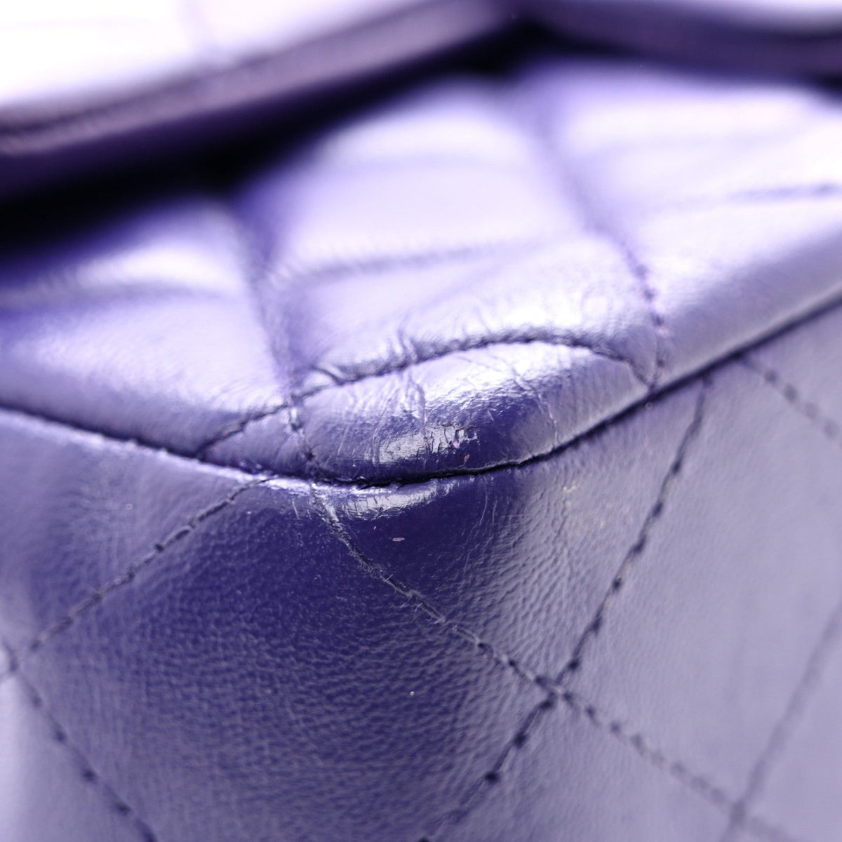 Lambskin Quilted Mini Rectangular Flap Purple