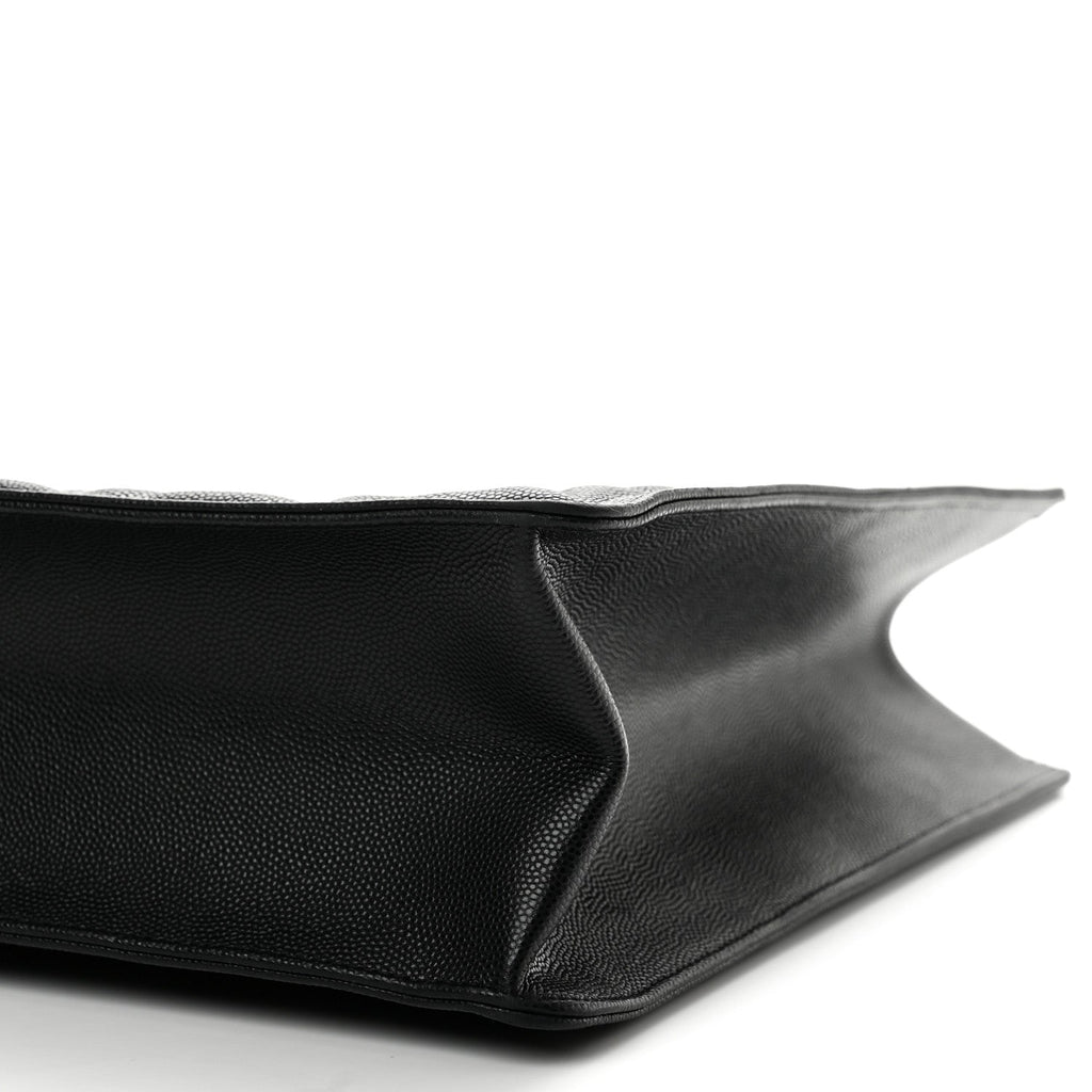 Caviar Quilted Large Shopping Tote Black
