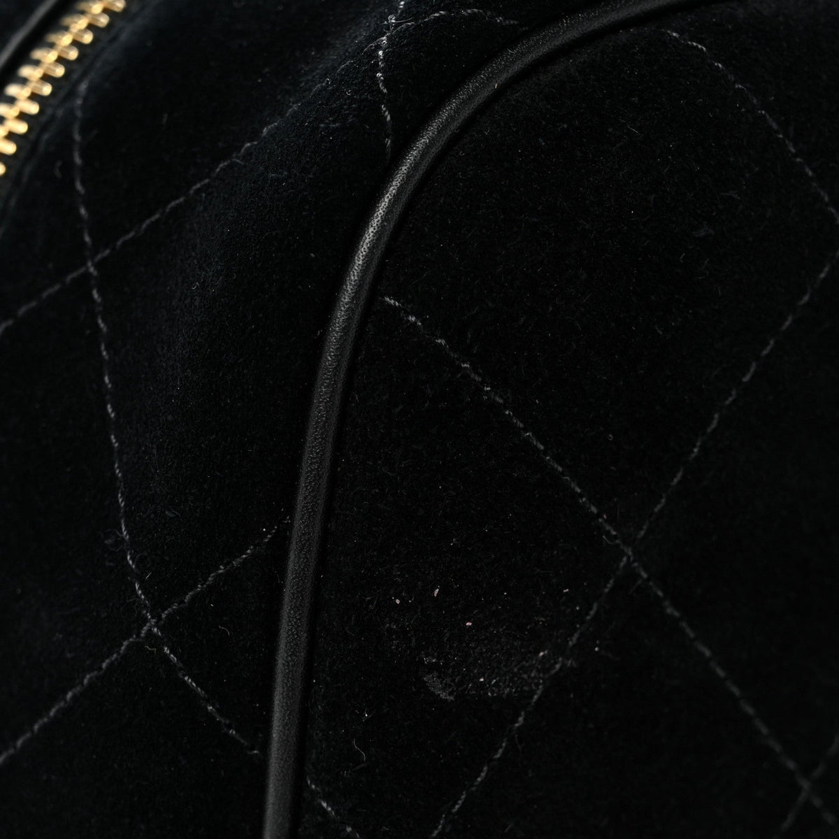 Suede Calfskin Large Perfect Bowling Bag Black