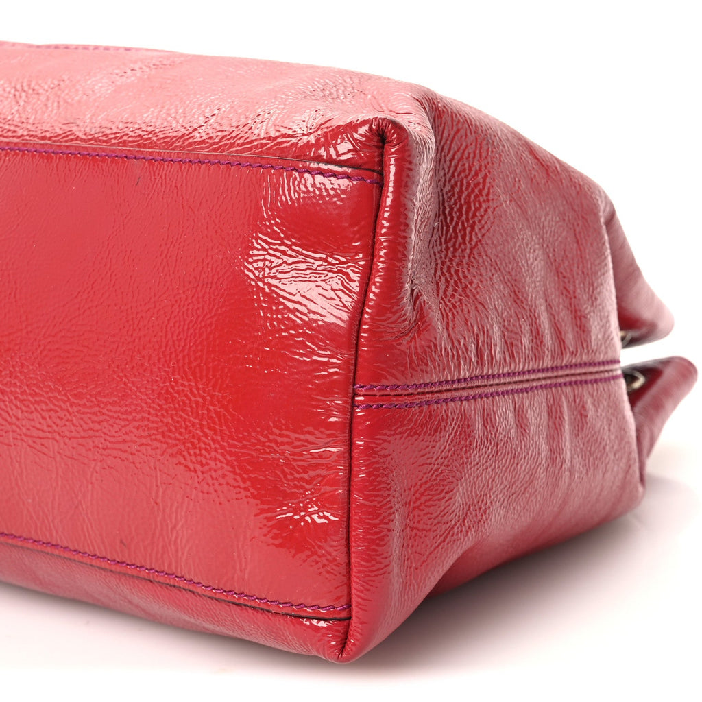 Vernice Naplack Medium Soho Chain Shoulder Bag Bright Bouganville Bright Bouganville