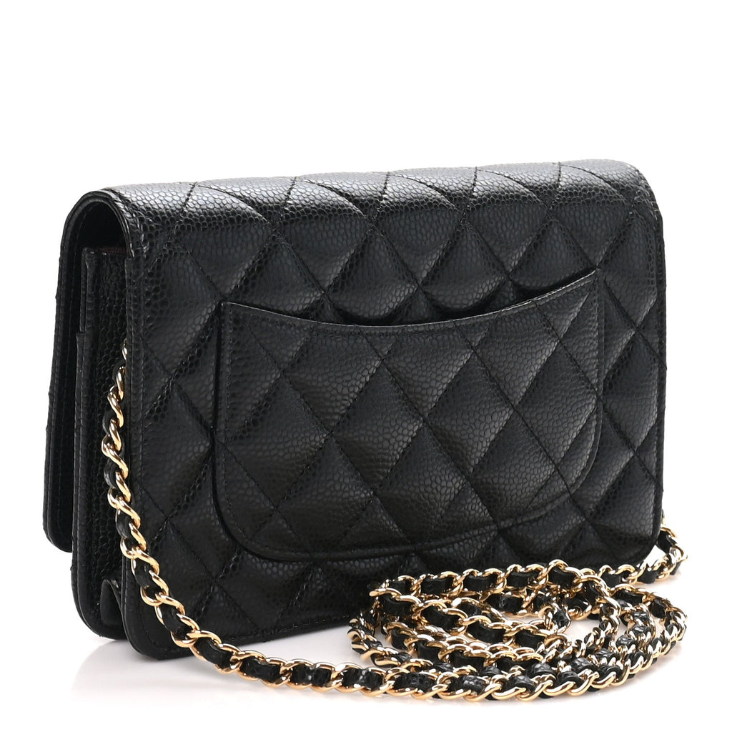 Caviar Quilted CC Turnlock Wallet On Chain WOC Black