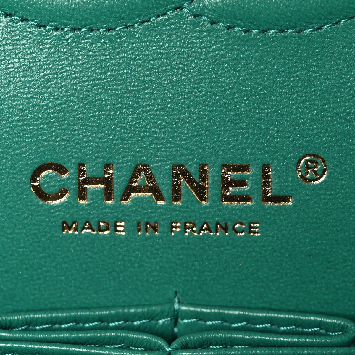 Iridescent Calfskin Quilted Medium Double Flap Green