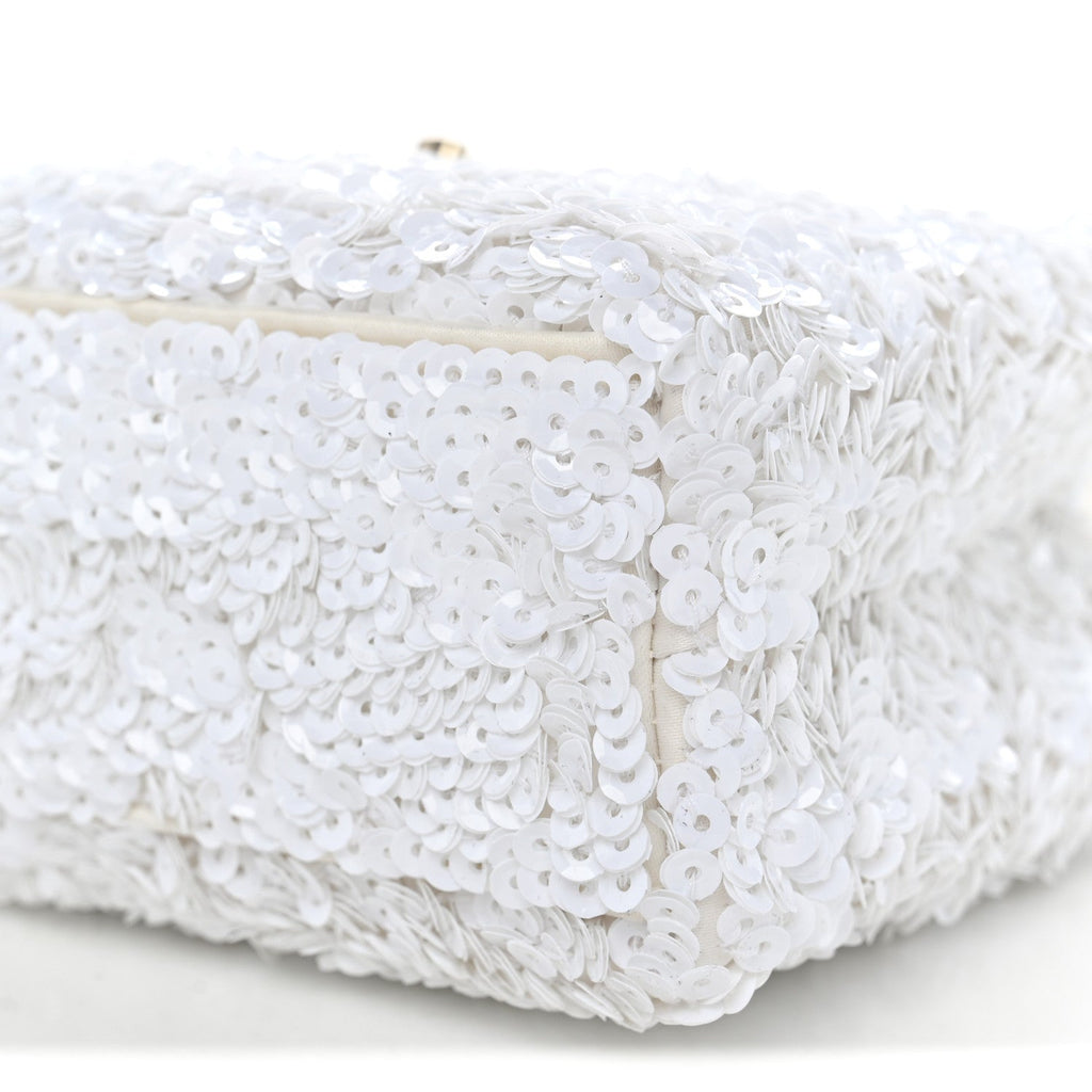 Sequin Nano Kelly Shopper White