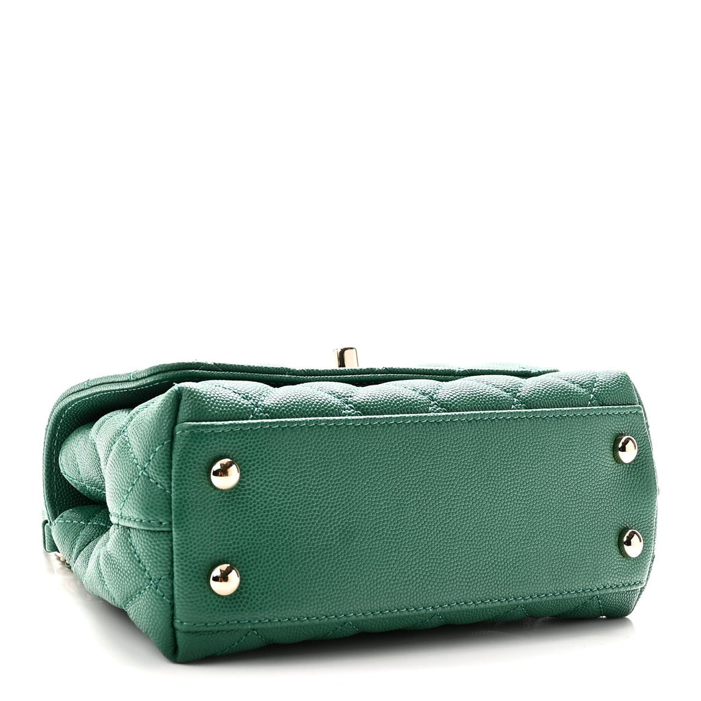 Caviar Quilted Extra Mini Coco Handle Flap Green