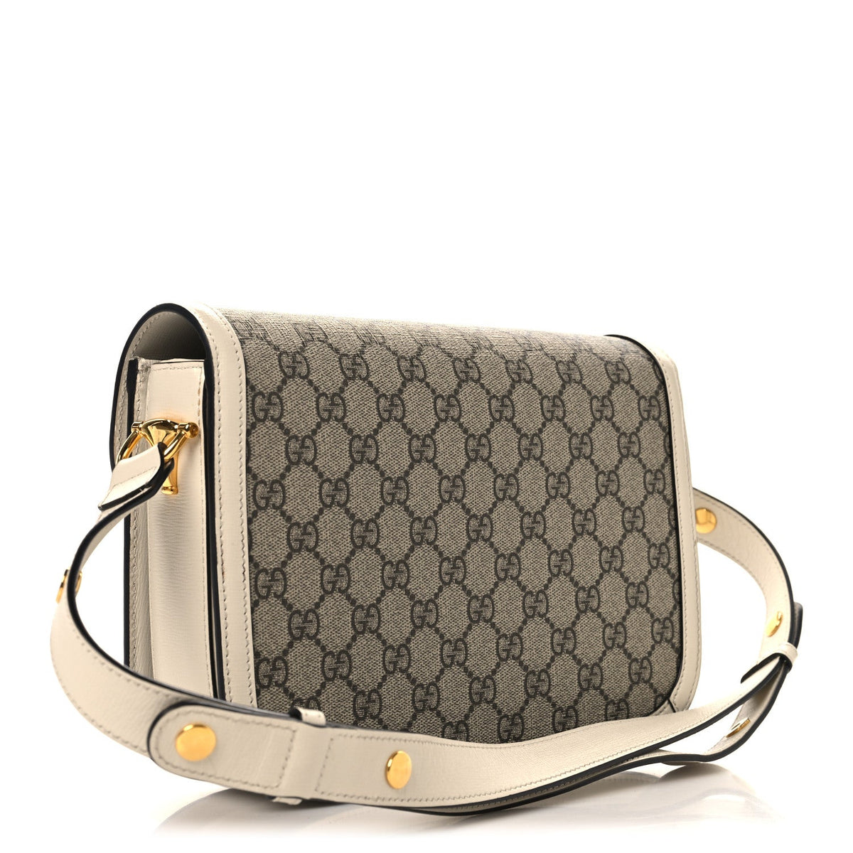 GG Supreme Monogram Horsebit 1955 Shoulder Bag Beige Mystic White