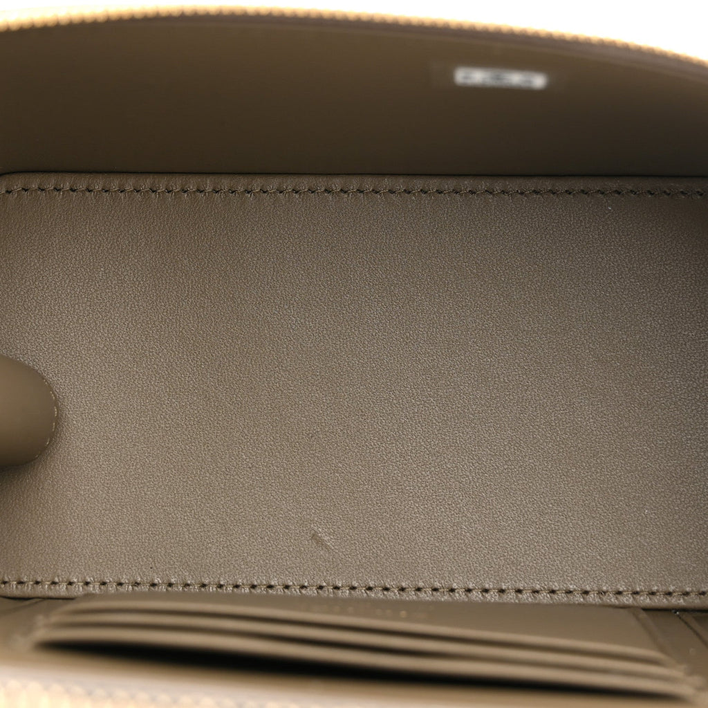 Calfskin Lizard Embossed Top Handle Vanity With Chain Dark Khaki