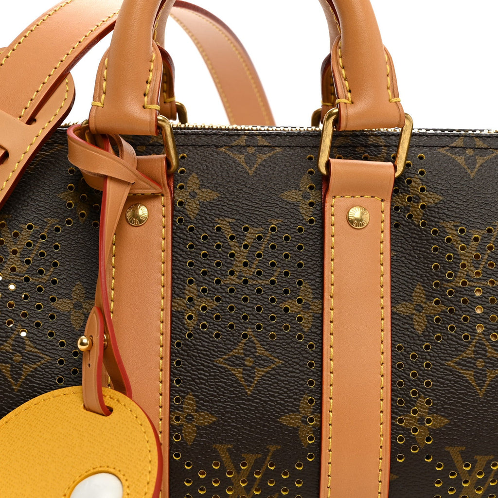 Grid Perforated Monogram Heritage Keepall Bandouliere 25 Yellow
