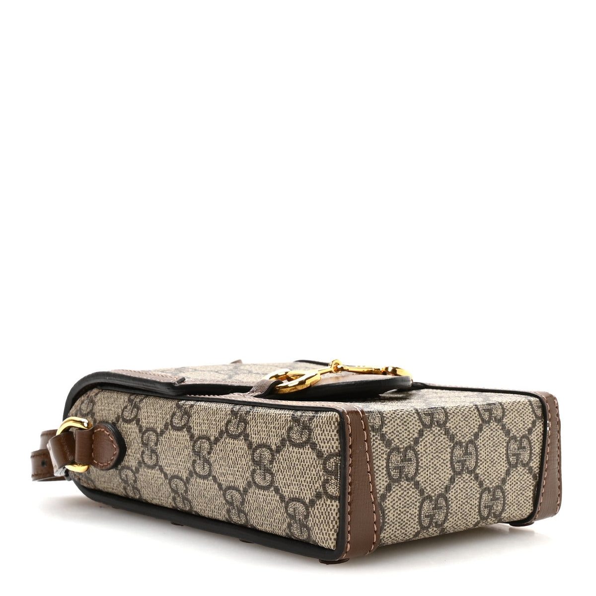 GG Supreme Monogram Mini Horsebit 1955 Crossbody Bag Beige Brown Sugar