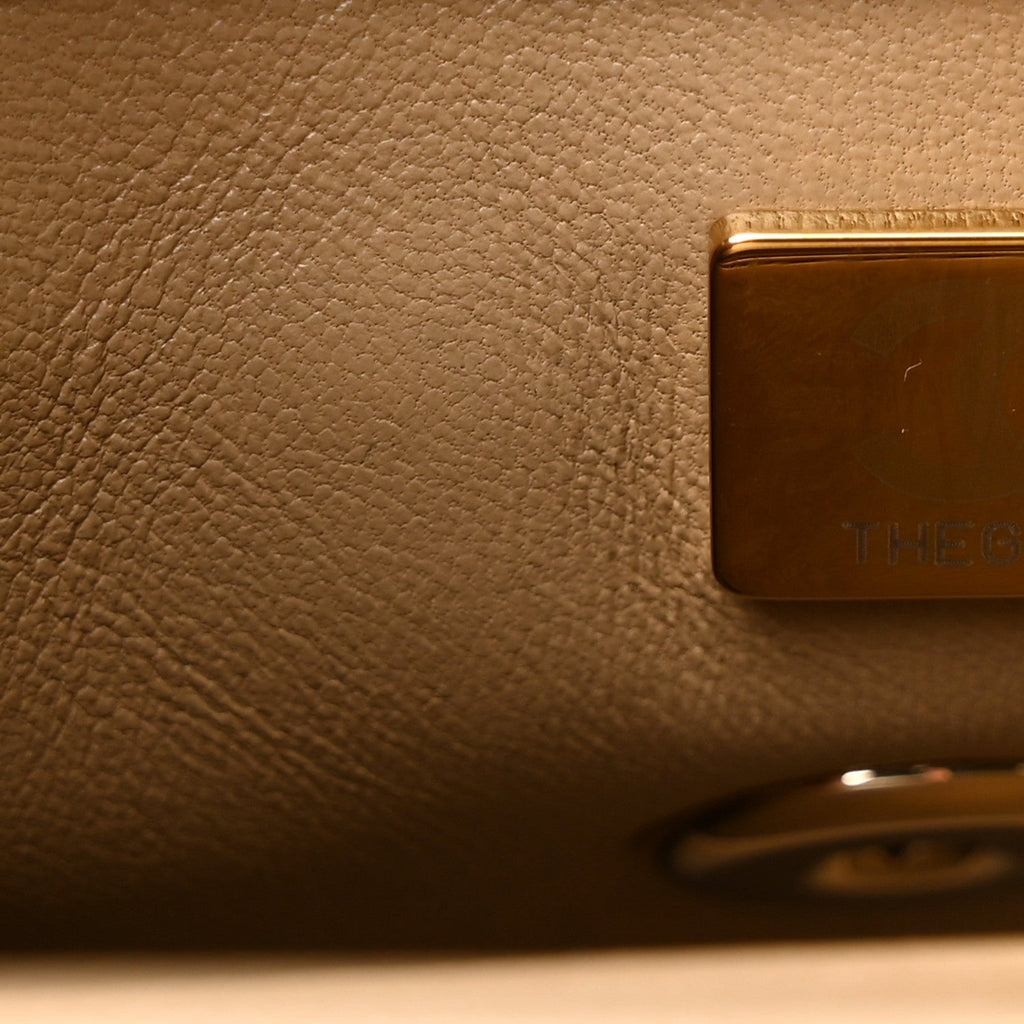 Caviar Lizard Embossed Quilted Extra Mini Coco Handle Flap Dark Beige