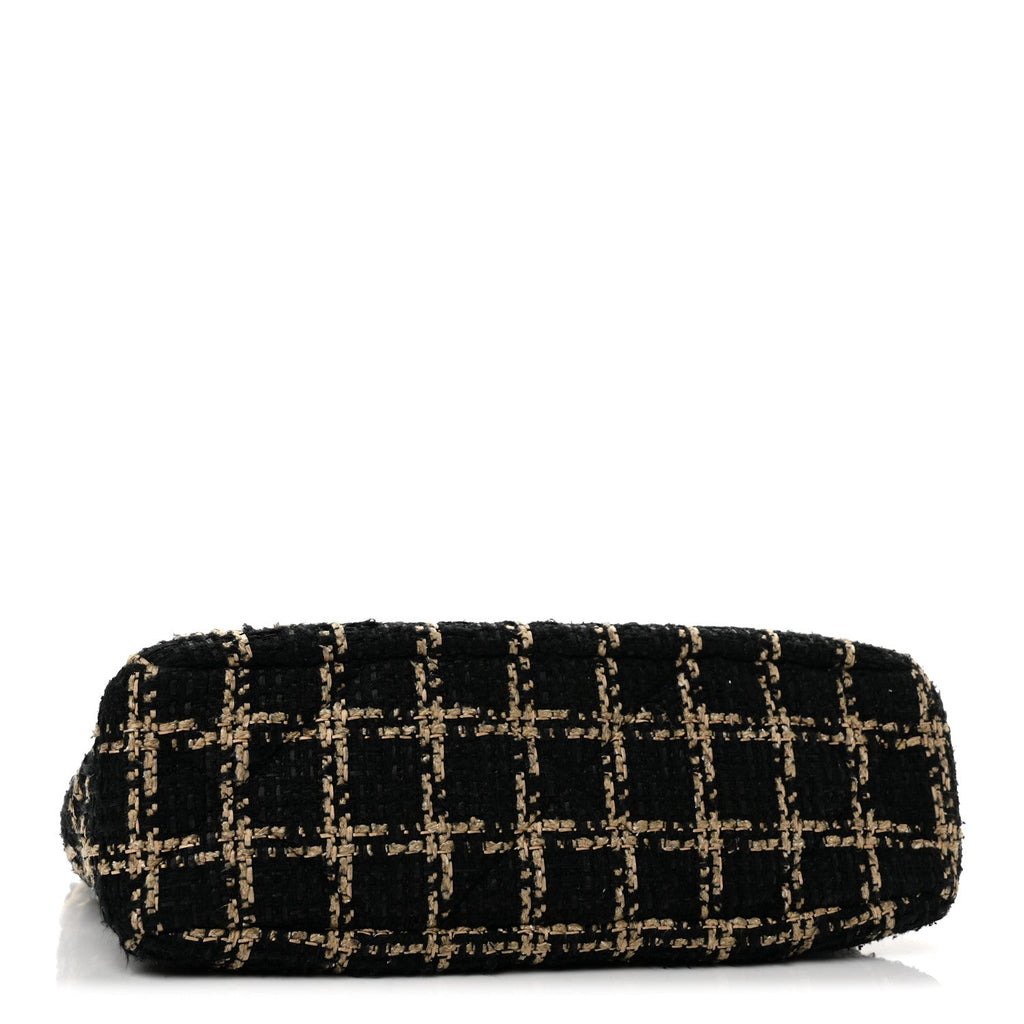Tweed Quilted Medium Chanel 19 Flap Black Beige