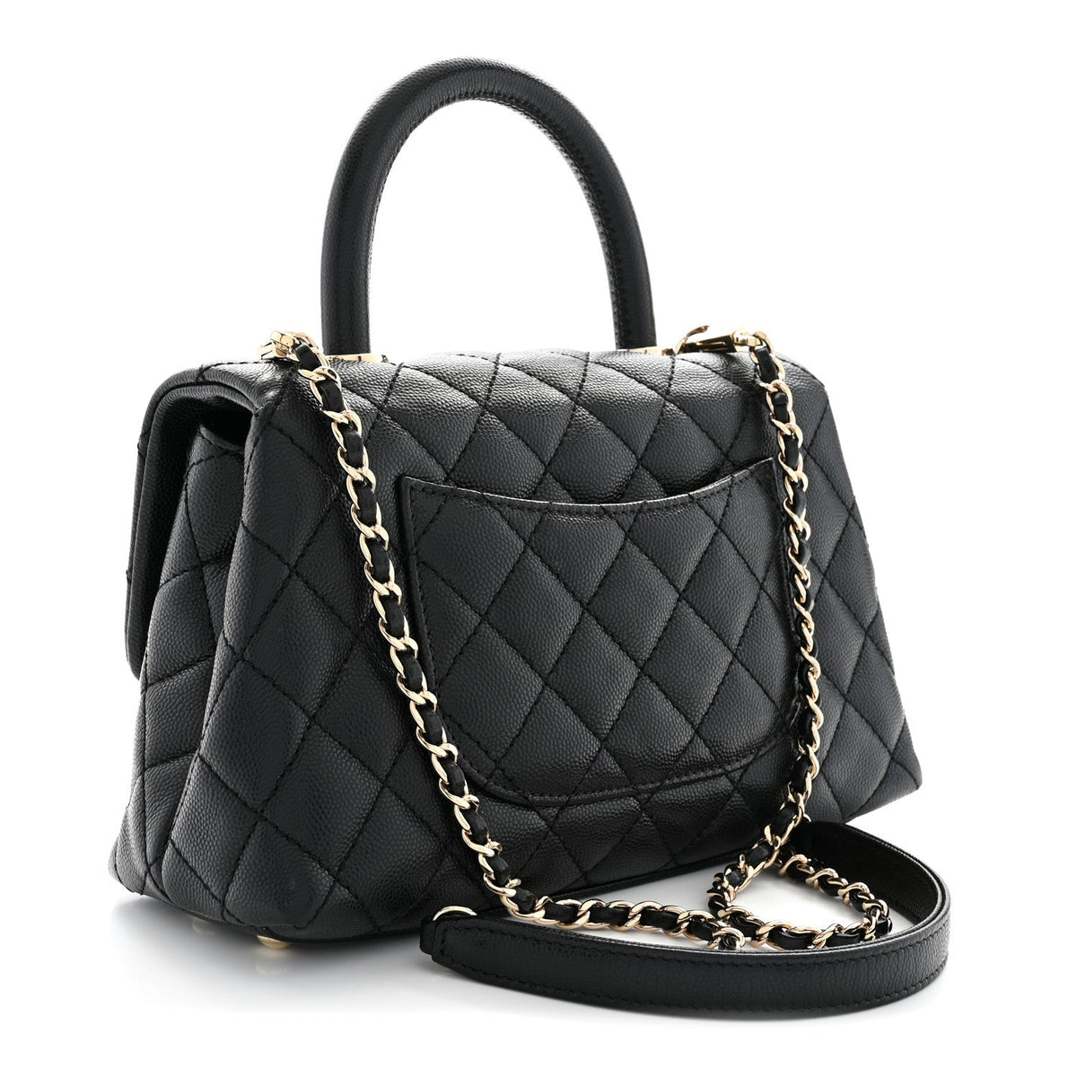 Caviar Quilted Mini Coco Handle Flap Black