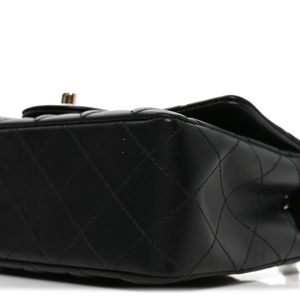 Lambskin Quilted Mini Rectangular Flap Black