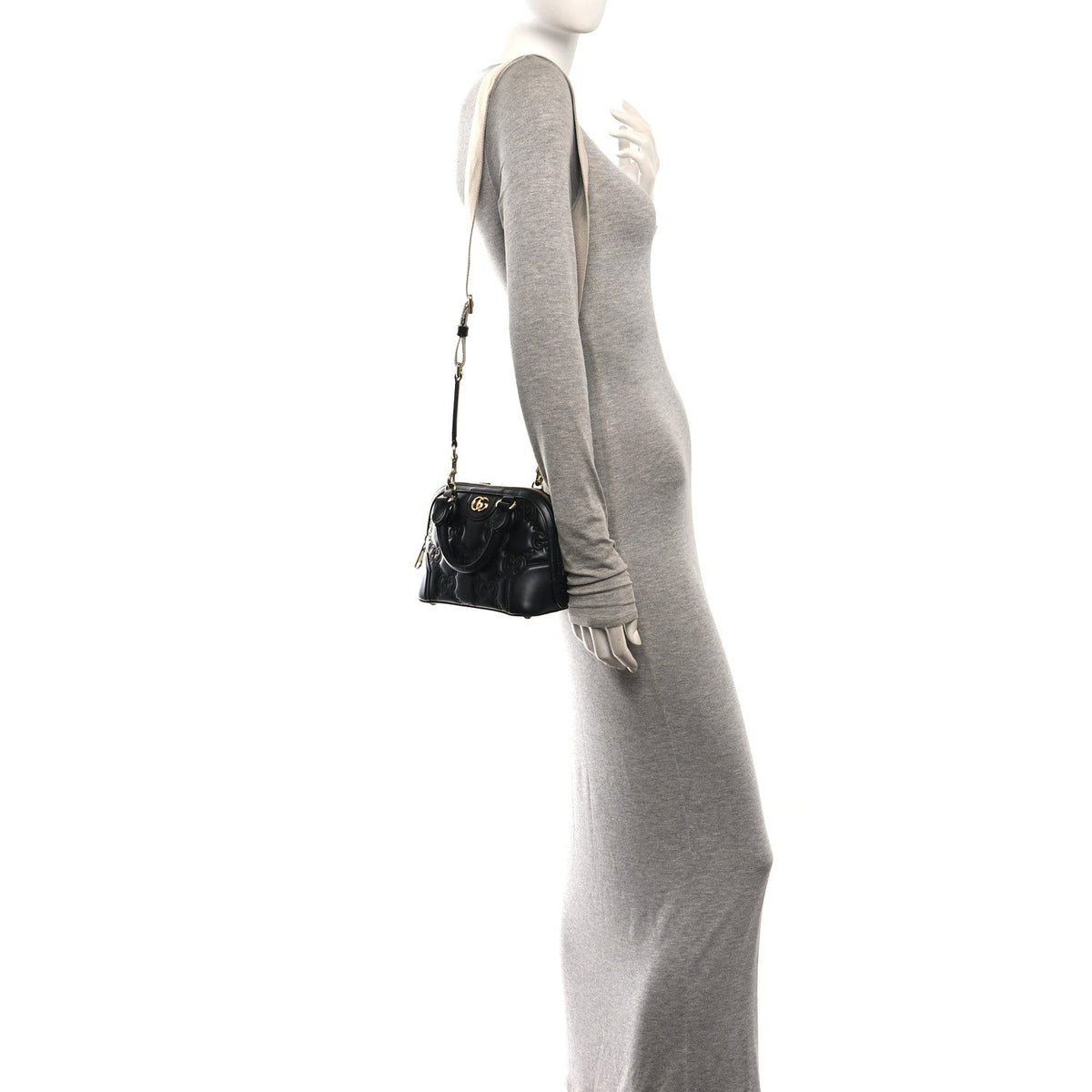 Calfskin GG Matelasse Mini Top Handle Bag Black