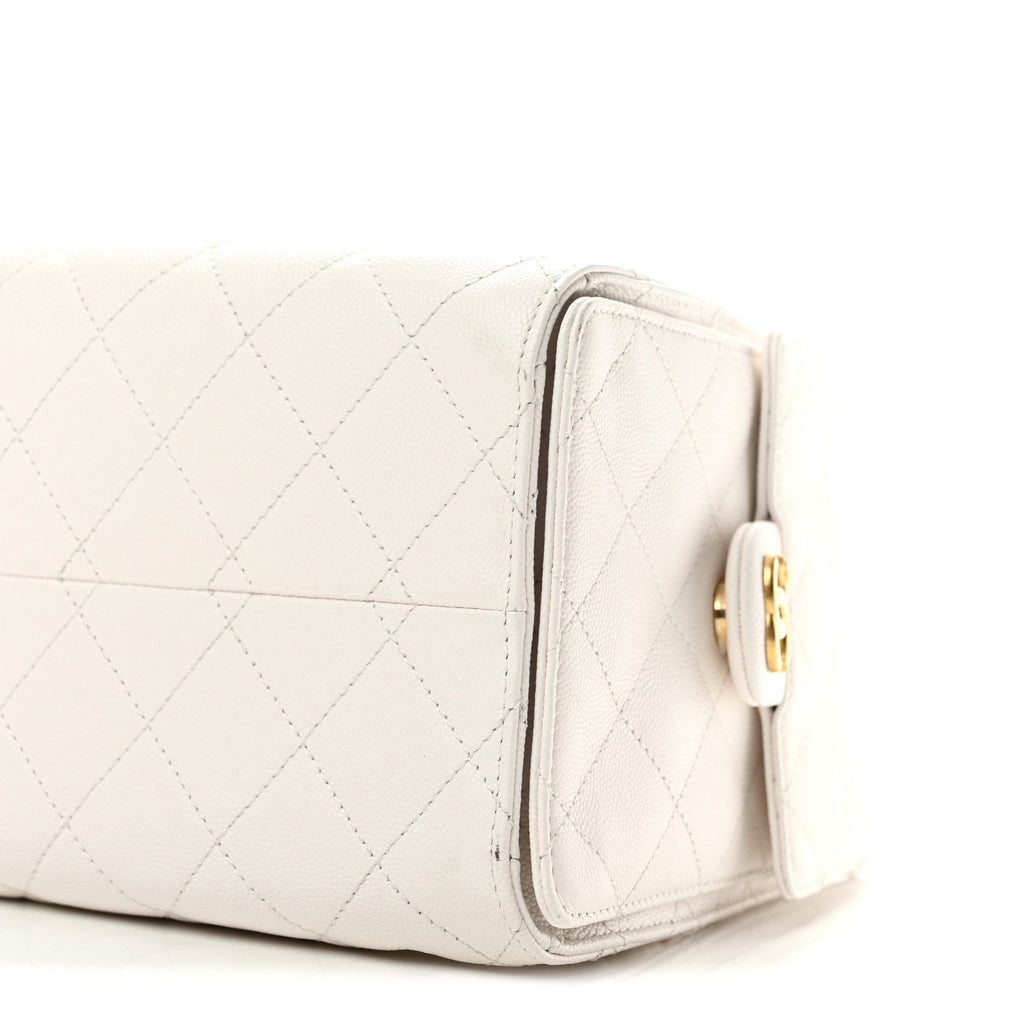 Caviar Quilted Small Chanel 25 Handbag White