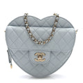 Lambskin Quilted Large CC In Love Heart Bag Light Blue