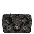 Velvet Strass Evening Flap Bag Black Silver