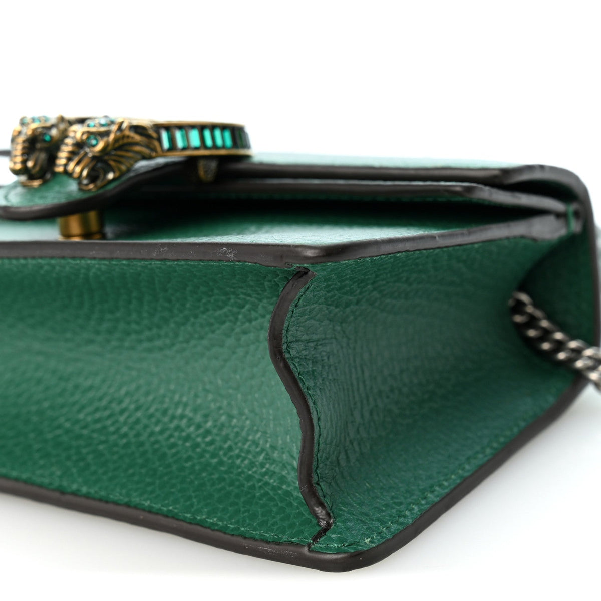 Dollar Calfskin Crystal Mini Dionysus Top Handle Bag Emerald