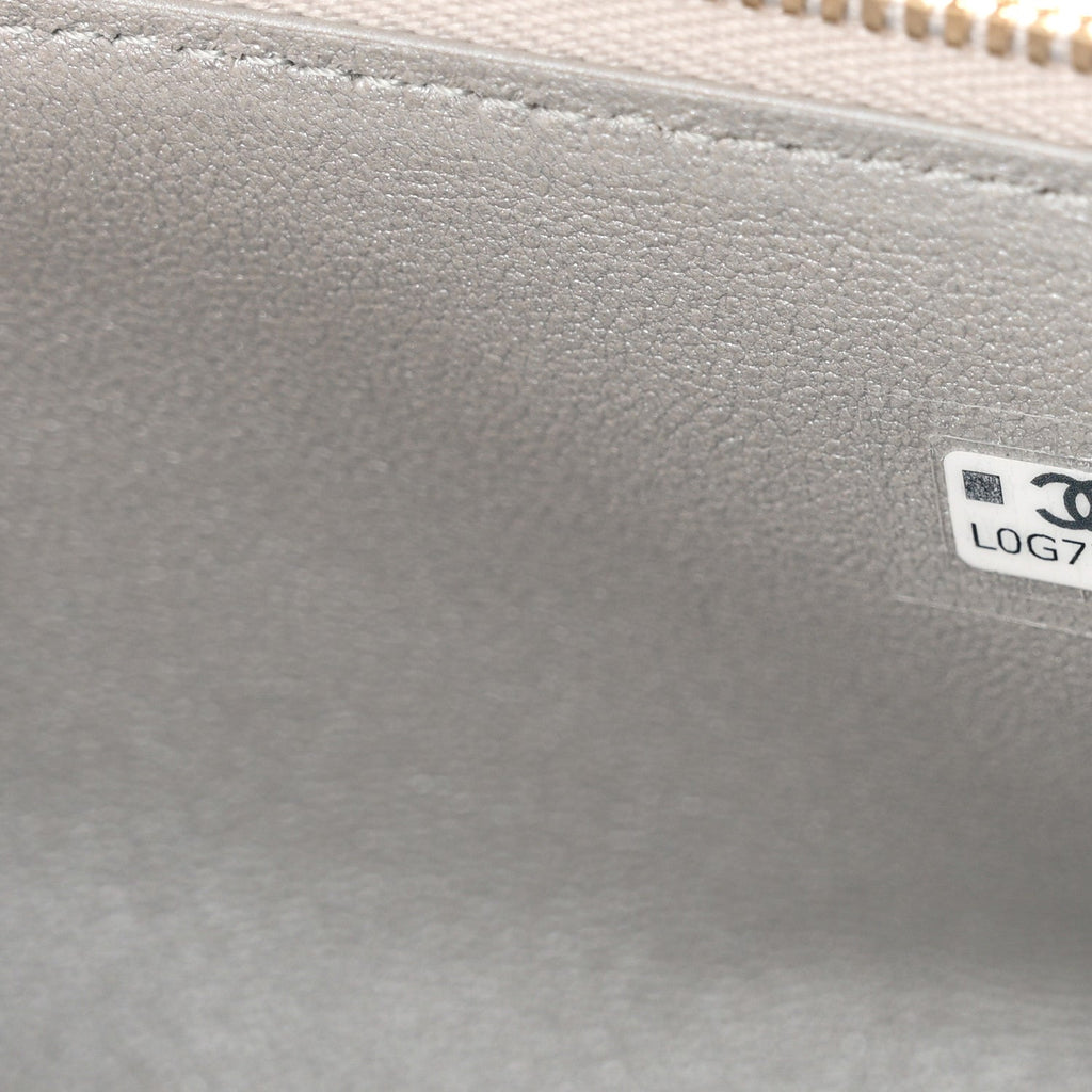 Lizard Embossed Calfskin Exoticoco Long Vanity With Chain Silvery