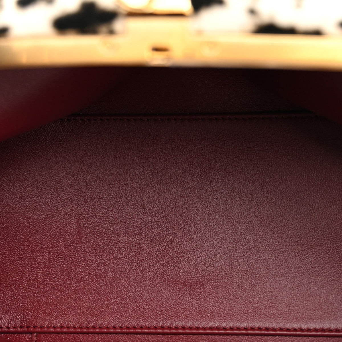 Lambskin Pony Hair Printed Clutch With Chain Black White