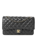 Caviar Quilted Medium Double Flap Dark Grey