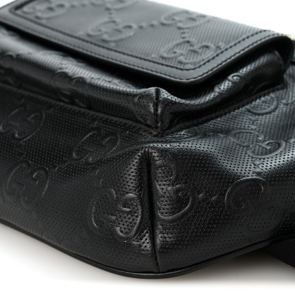 Calfskin GG Tennis Embossed Pocket Belt Bag Black