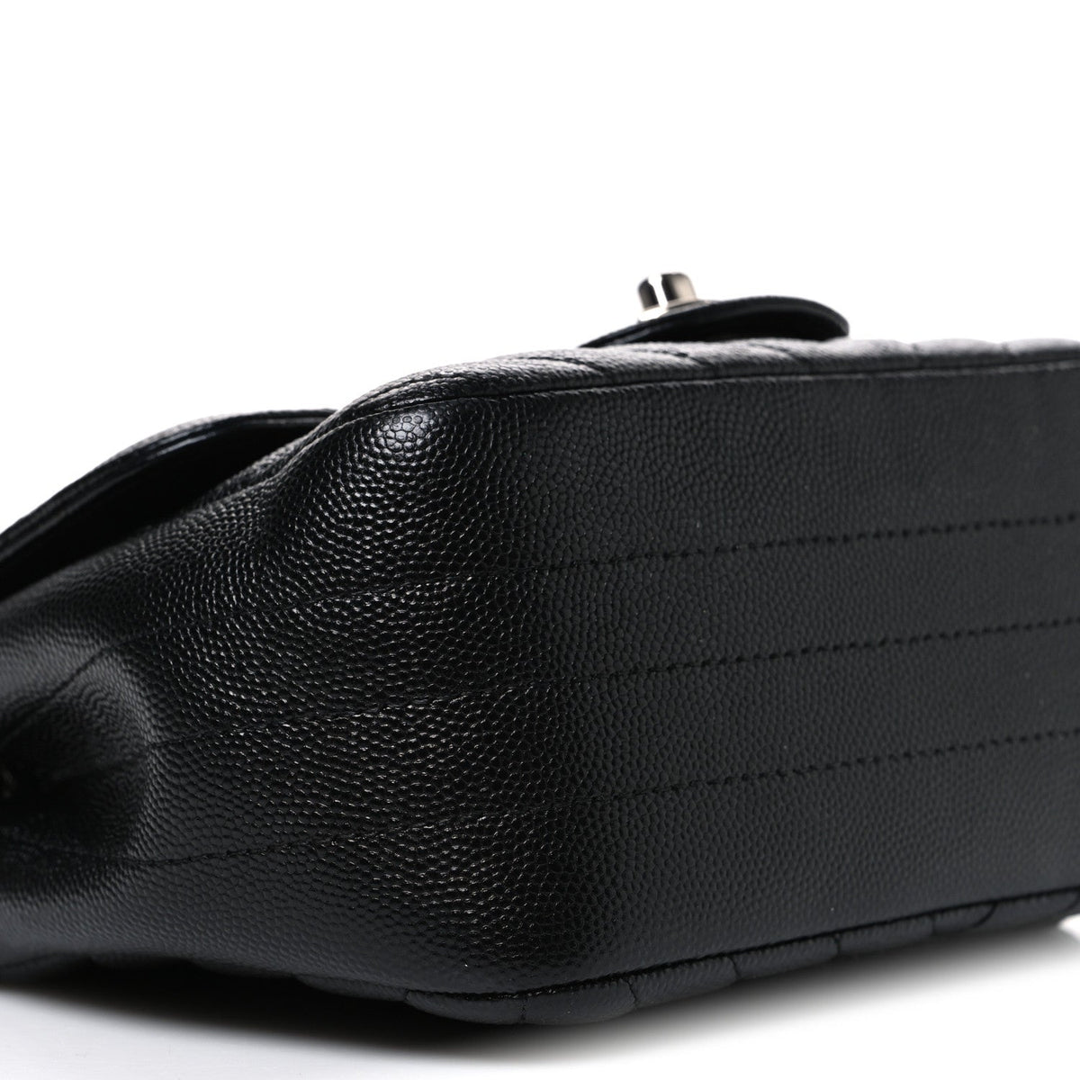 Caviar Chevron Quilted Mini Square Flap Black
