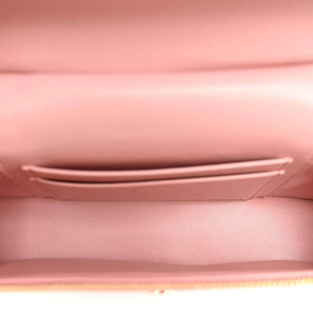Calfskin Crocodile Embossed Crococo Exoticoco Vanity With Chain Light Pink