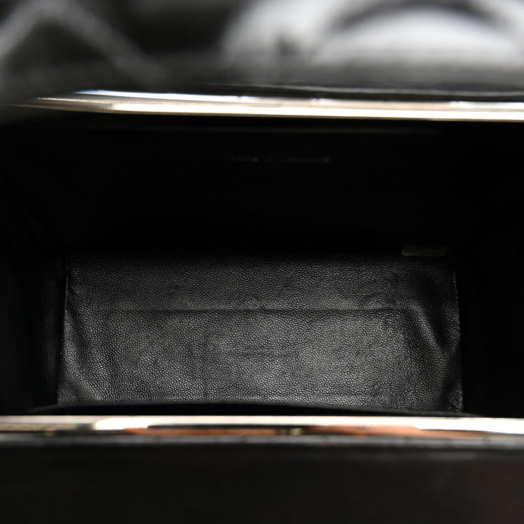 Patent Quilted Vanity Clutch Black