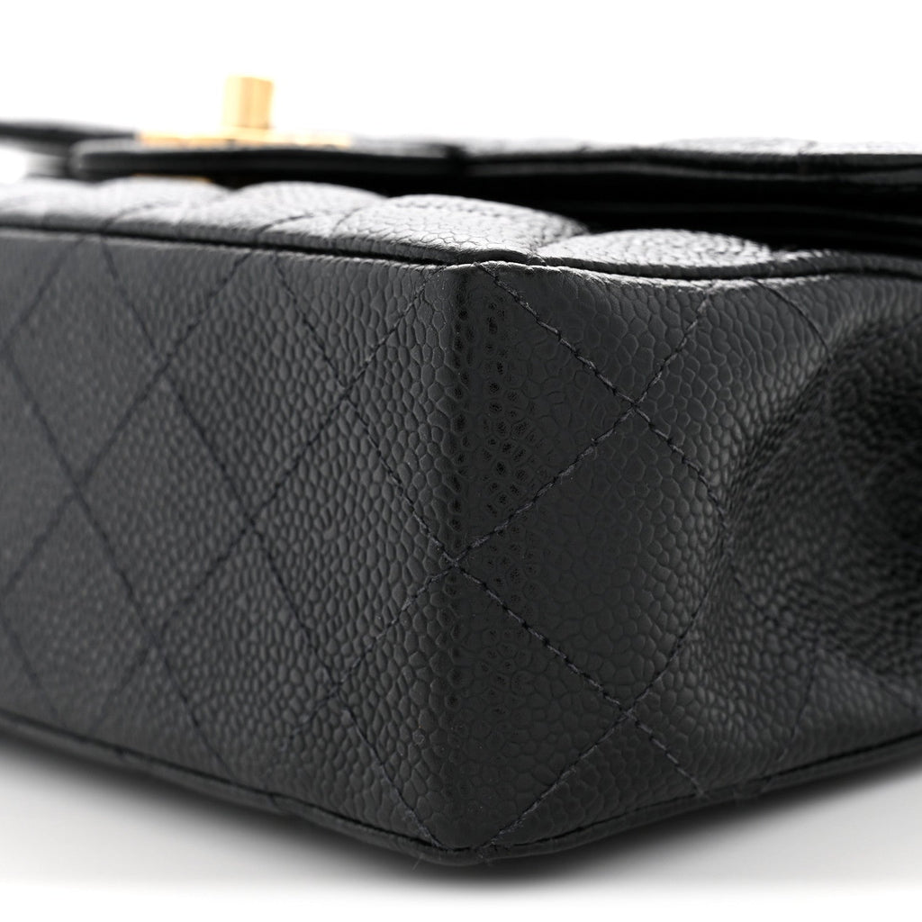 Caviar Quilted Small Double Flap Black