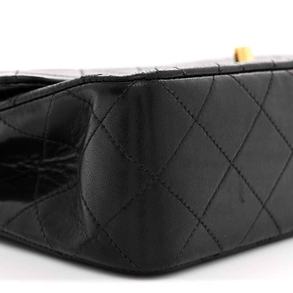 Lambskin Quilted Small Double Flap Black