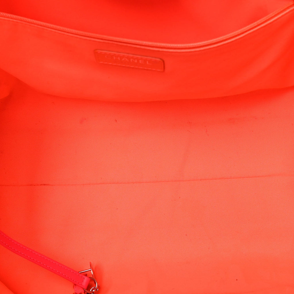 Mixed Fibers Calfskin Medium Deauville Tote Pink Orange