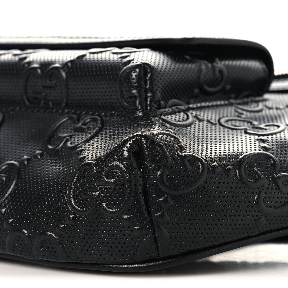 Calfskin GG Tennis Embossed Pocket Belt Bag Black