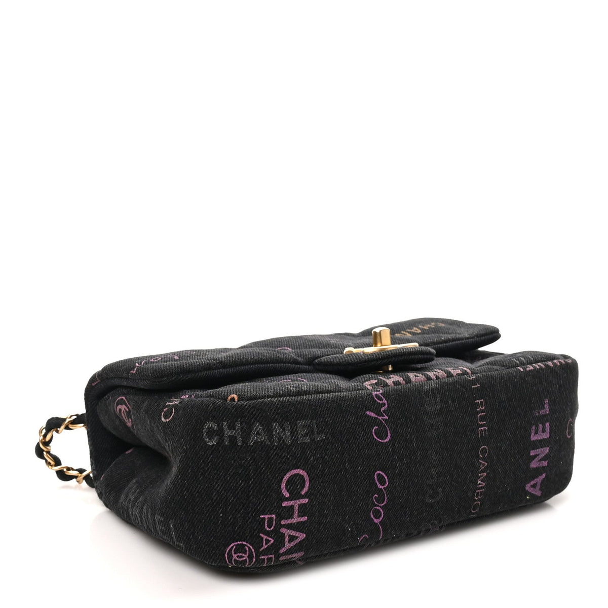 Denim Quilted Denim Mood Mini Rectangular Flap Black Multicolor