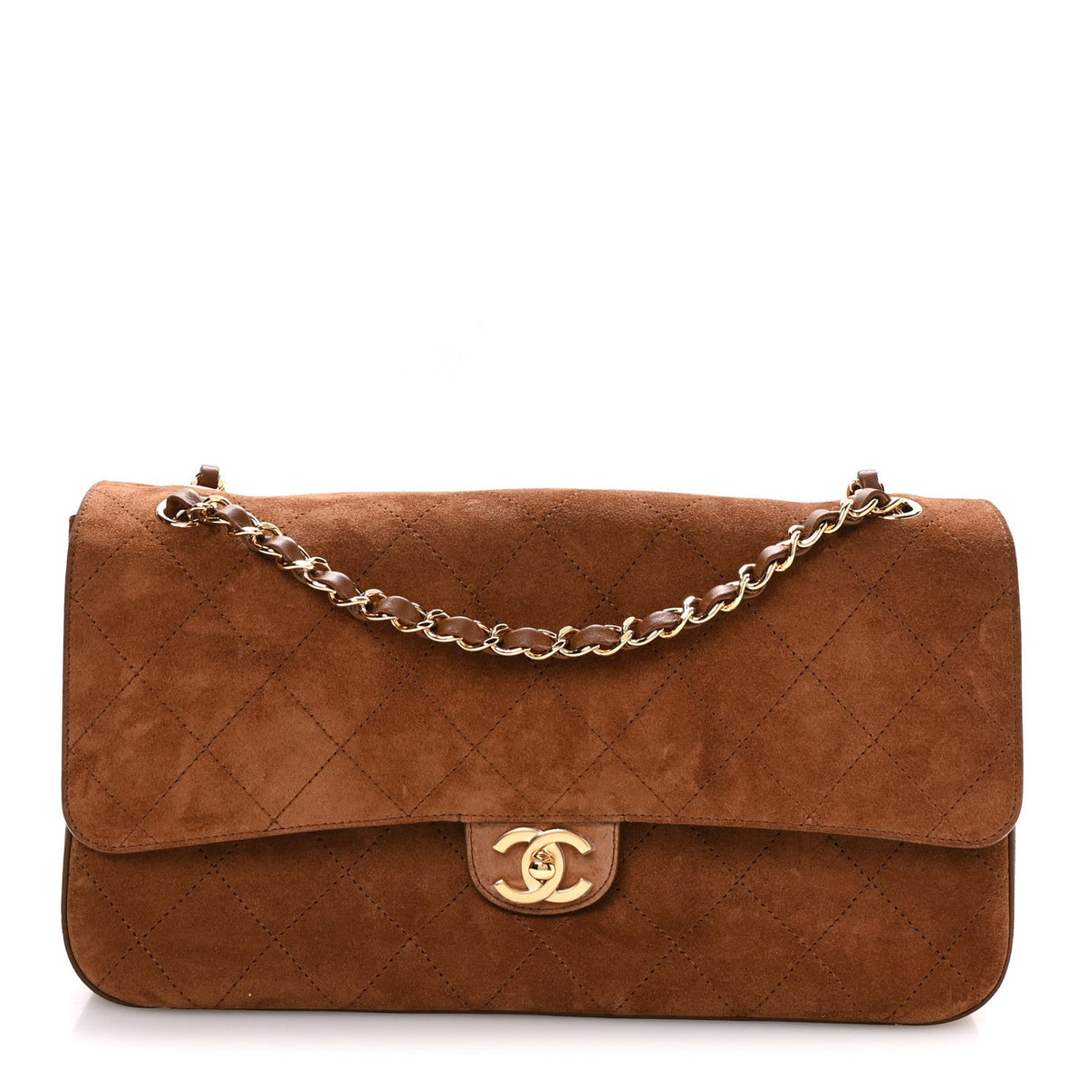 Suede Calfskin Small Souplissimo Maxi Flap Camel