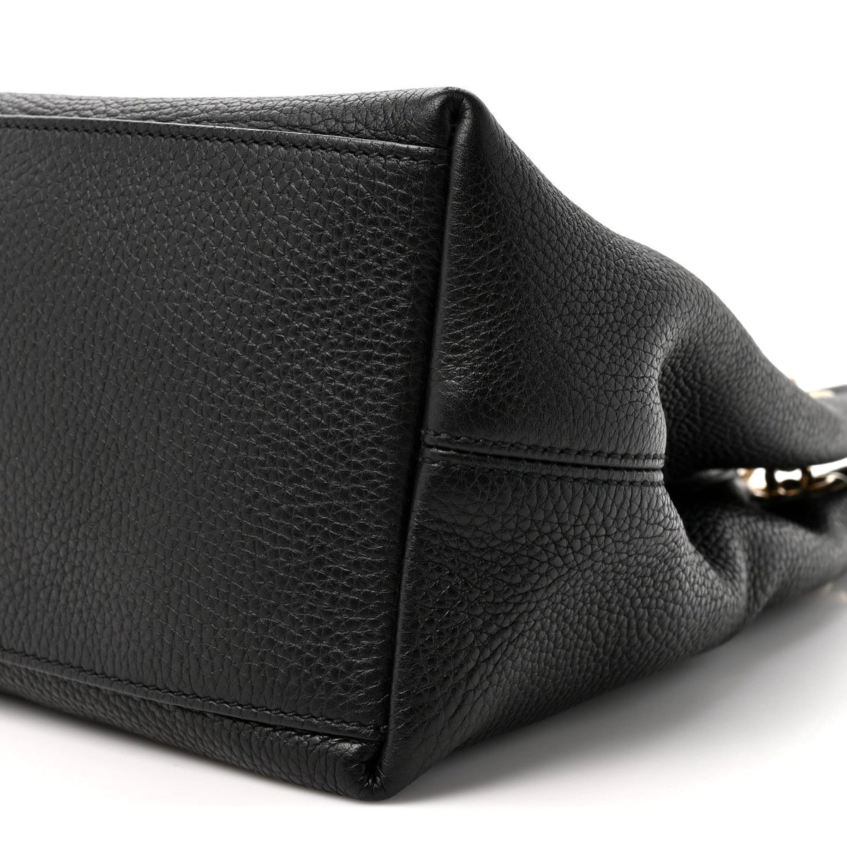Pebbled Calfskin Medium Soho Chain Shoulder Bag Black