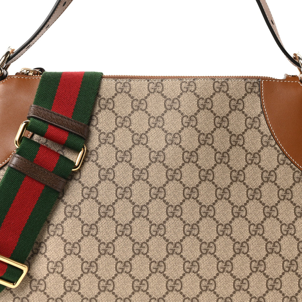 GG Supreme Monogram Emblem Medium Shoulder Bag Beige Ebony Sundial