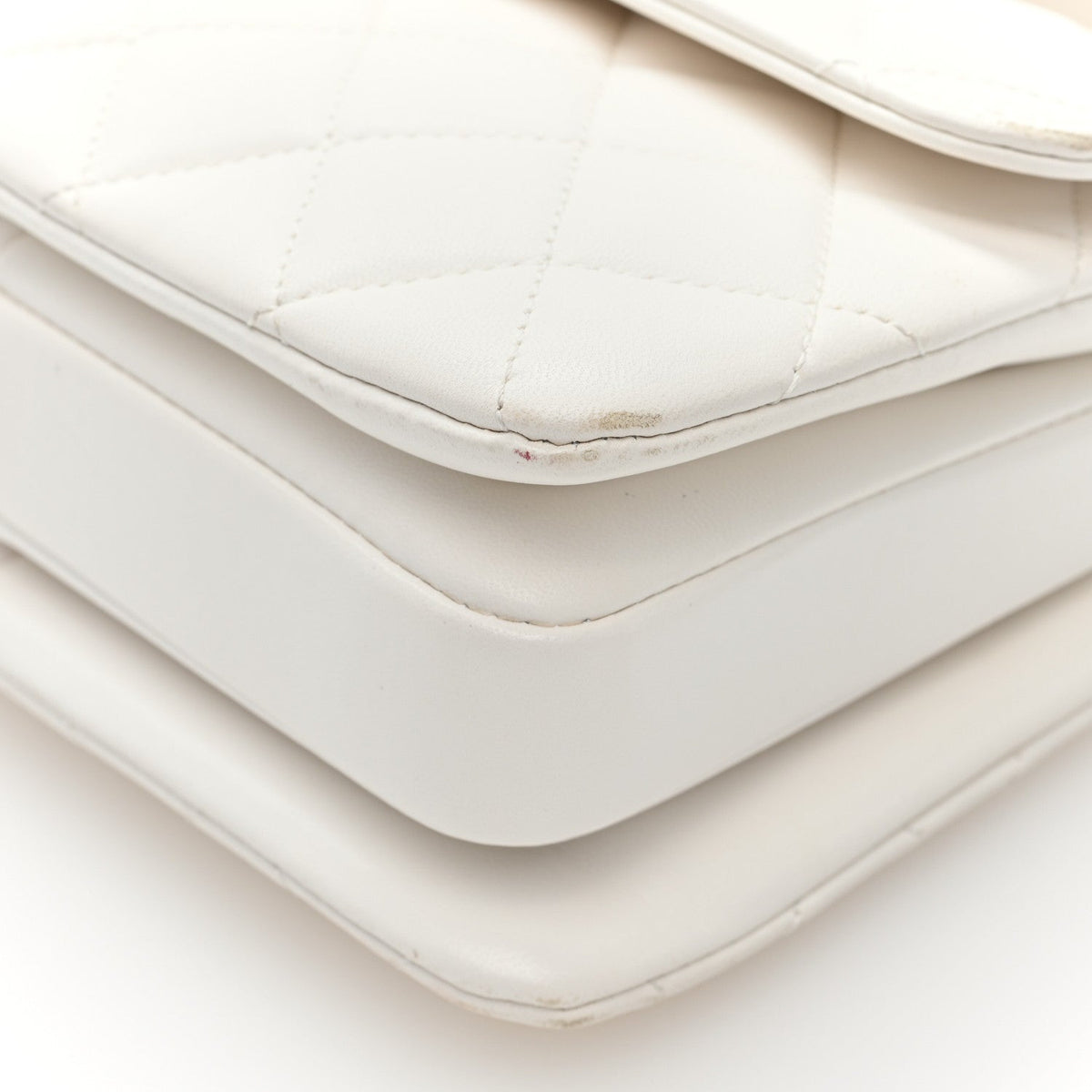 Lambskin Lacquered Quilted Small Trendy CC Dual Handle Flap Bag White
