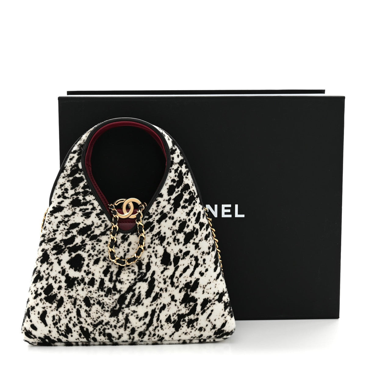 Pony Hair Printed Chic Lady Small Shopping Tote White Black