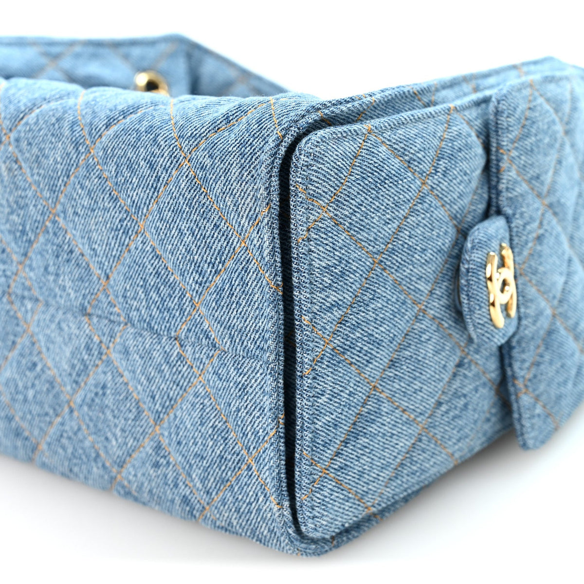 Denim Quilted Small Chanel 25 Handbag Blue