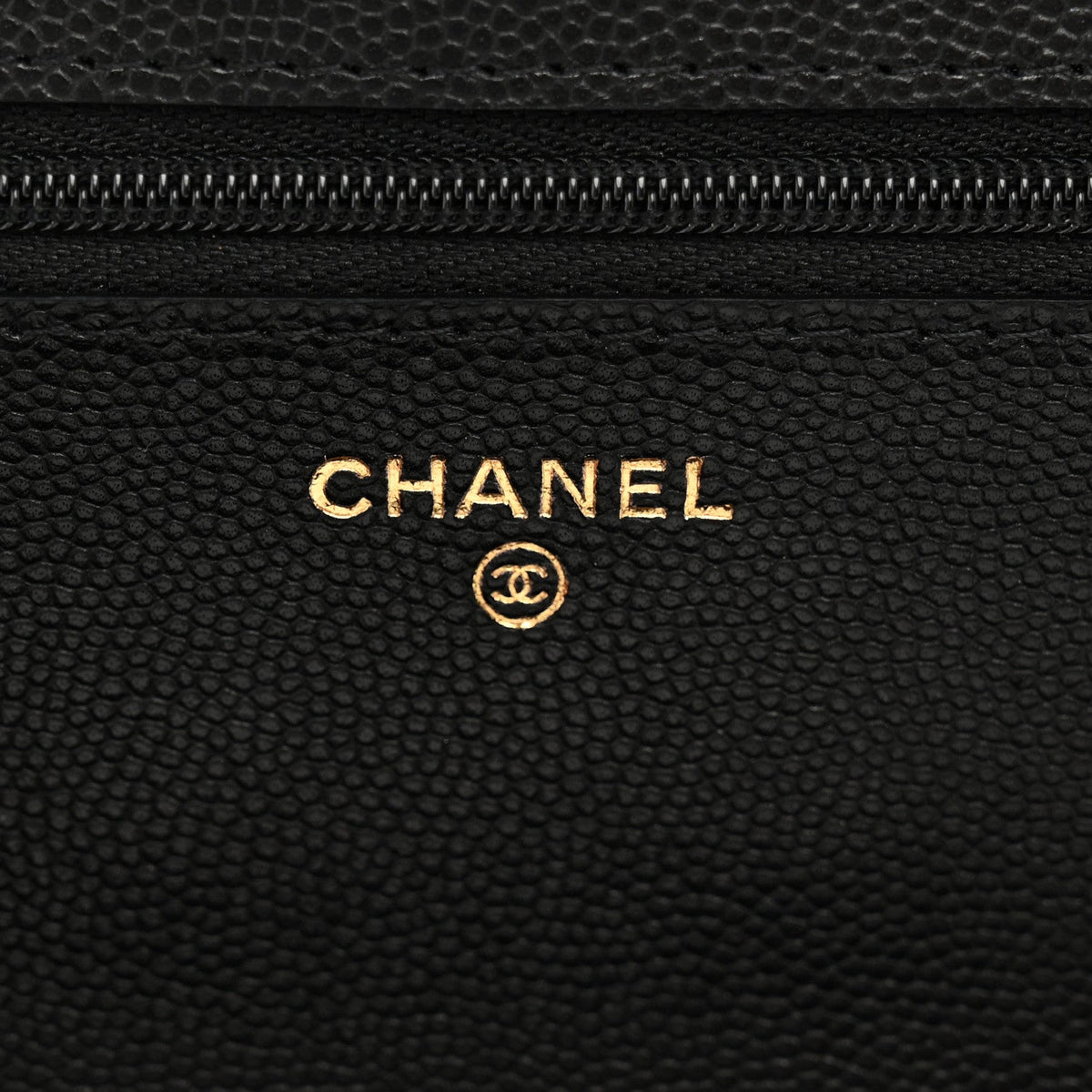 Caviar Quilted Crystal CC Wallet On Chain WOC Black