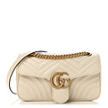 Calfskin Matelasse Small GG Marmont Shoulder Bag White